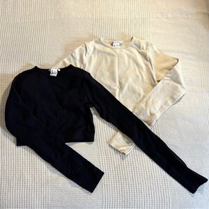 Zara Black and Cream Crew Neck Sweater Set